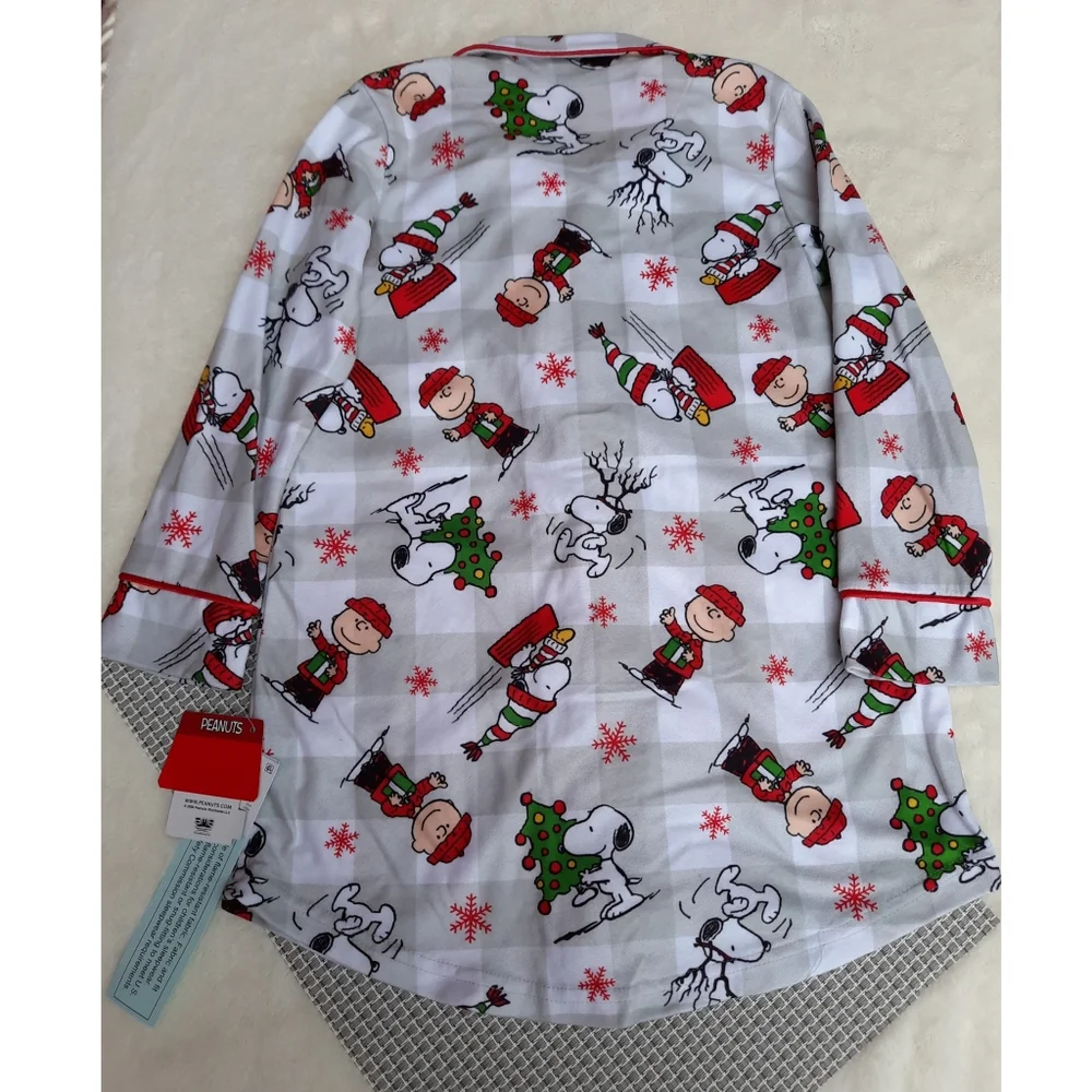 Peanuts Snoopy Charlie Brown Christmas Sleep Shirt Pajamas Fleece Holiday Gift